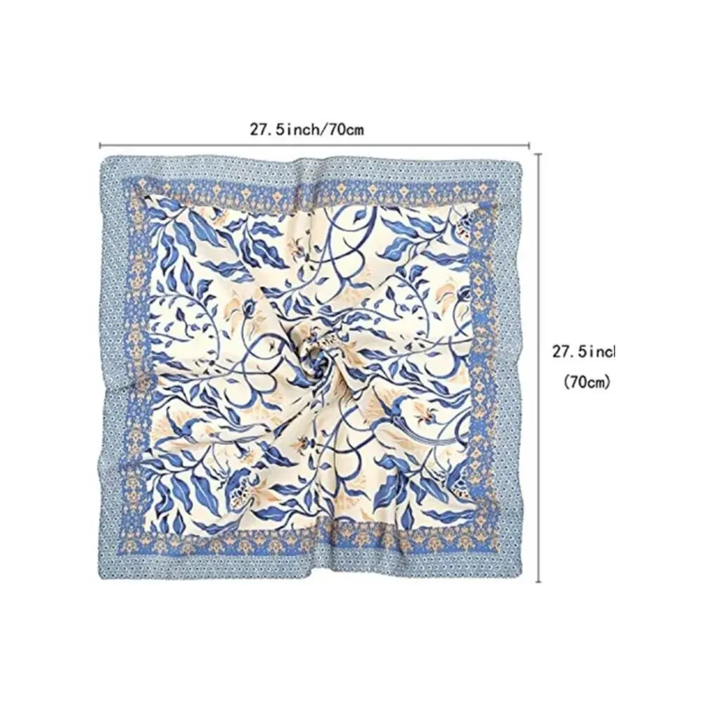 Women Light Blue Head Hair Scarf Like Satin Silk Scarf Sleeping Hair Wrapping